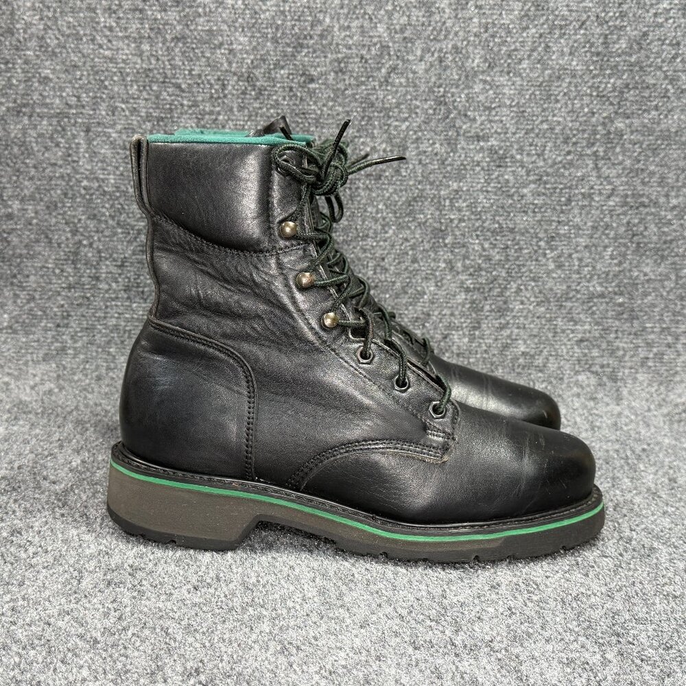 HYTEST FOOTRESTS 8" Steel Toe Work Boots Men 8.5 Black Leather Waterproof Safety